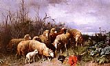 Friedrich Otto Gebler Schafe Eine Vogelscheuche Betrachtend painting